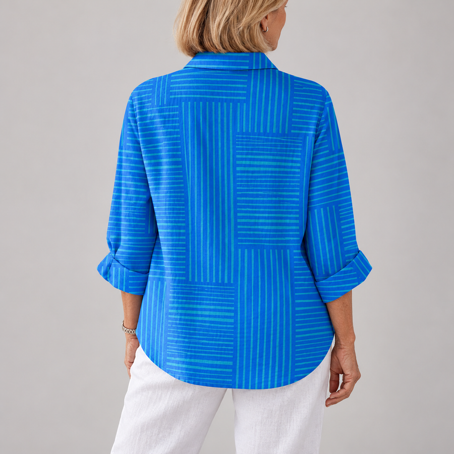 Ashley | Azure Stripe Blouse