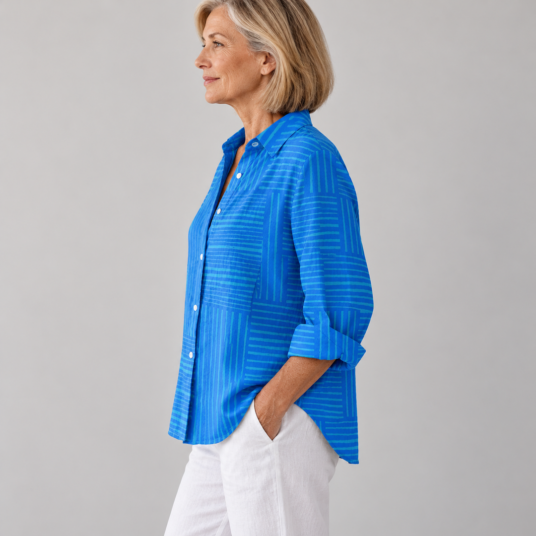 Ashley | Azure Stripe Blouse