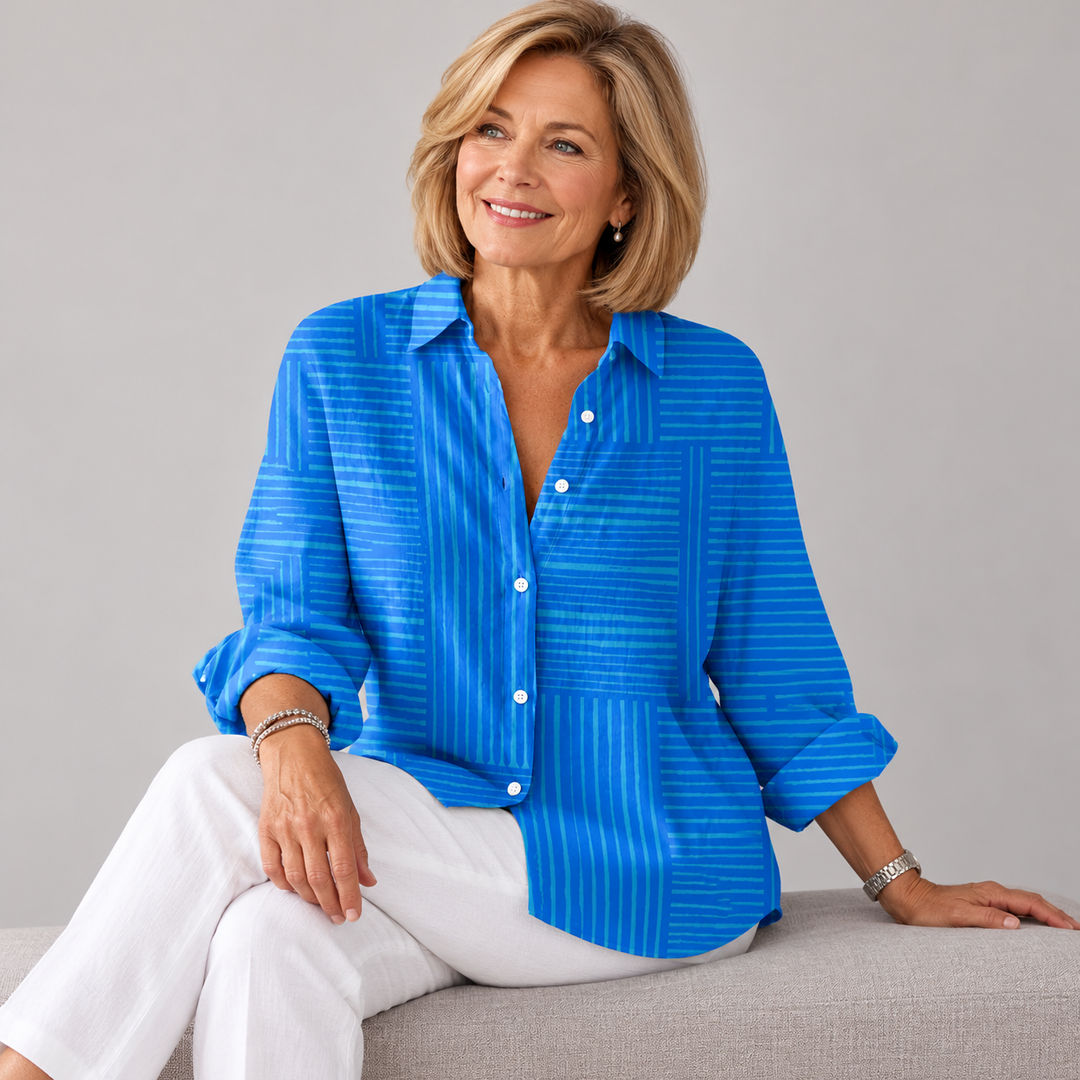 Ashley | Azure Stripe Blouse