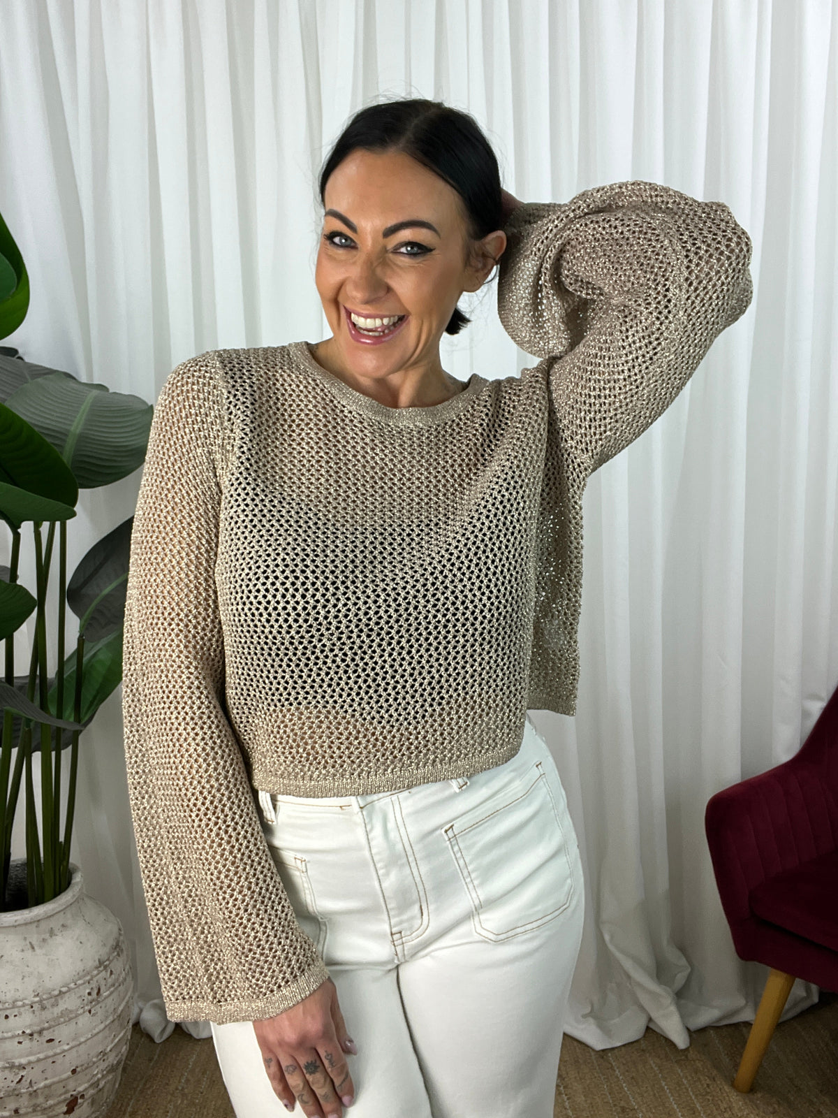 Zola Crochet Crop Top - Light Mocha