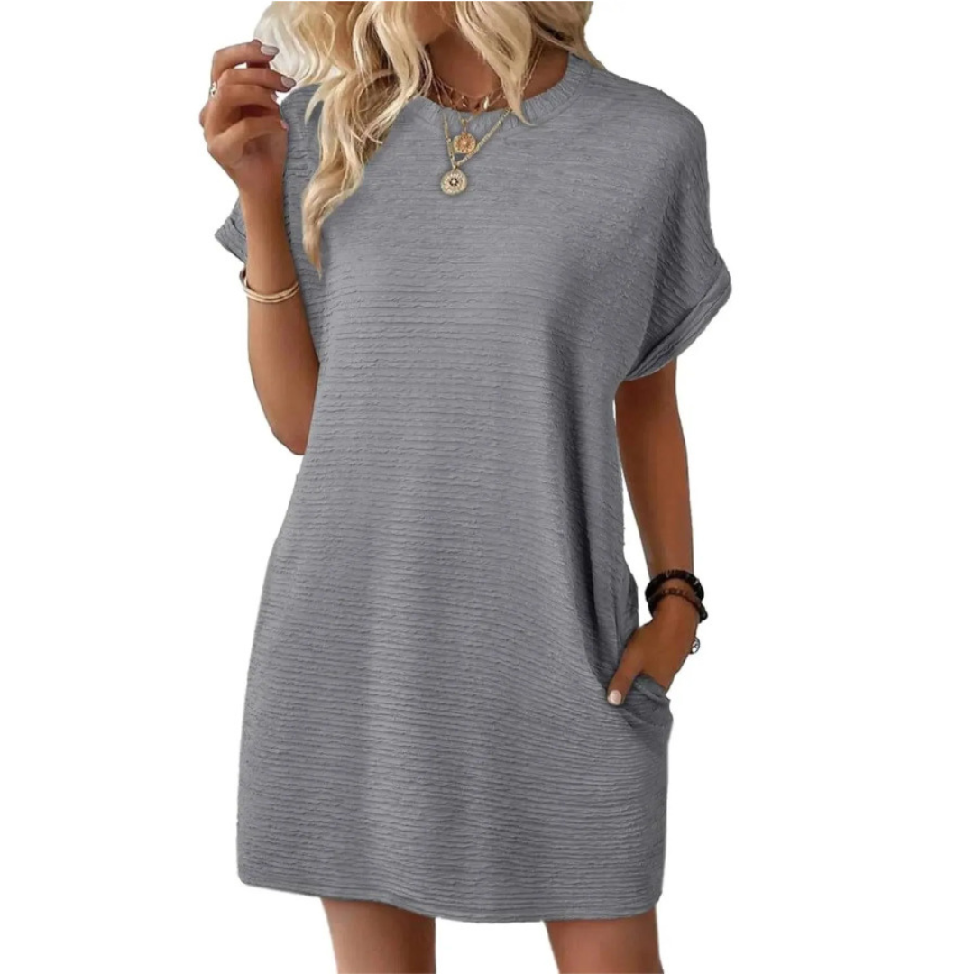 Tara | Women's Oversized T-Shirt Mini Dress Short Sleeve Pockets