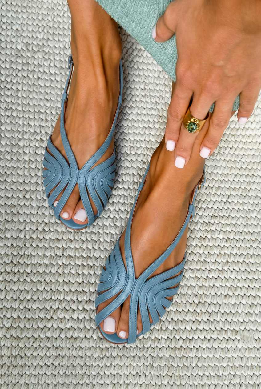 Red Leather Strappy Caged Peep Toe Flat Summer Sandals