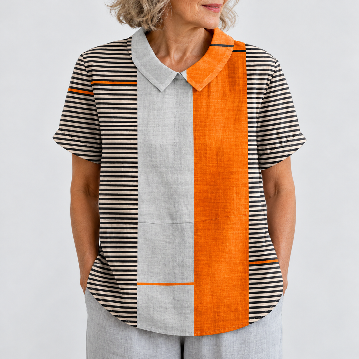 Skye - Colour Block Striped Shirt