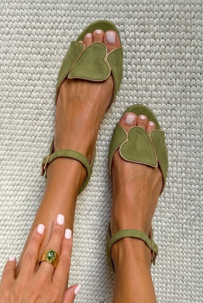 Heart Motif Open Toe Ankle Strap Pink Sandals