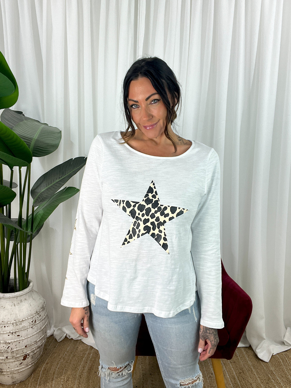 Leopard Star Long Sleeve Tee (EOFY SALE)