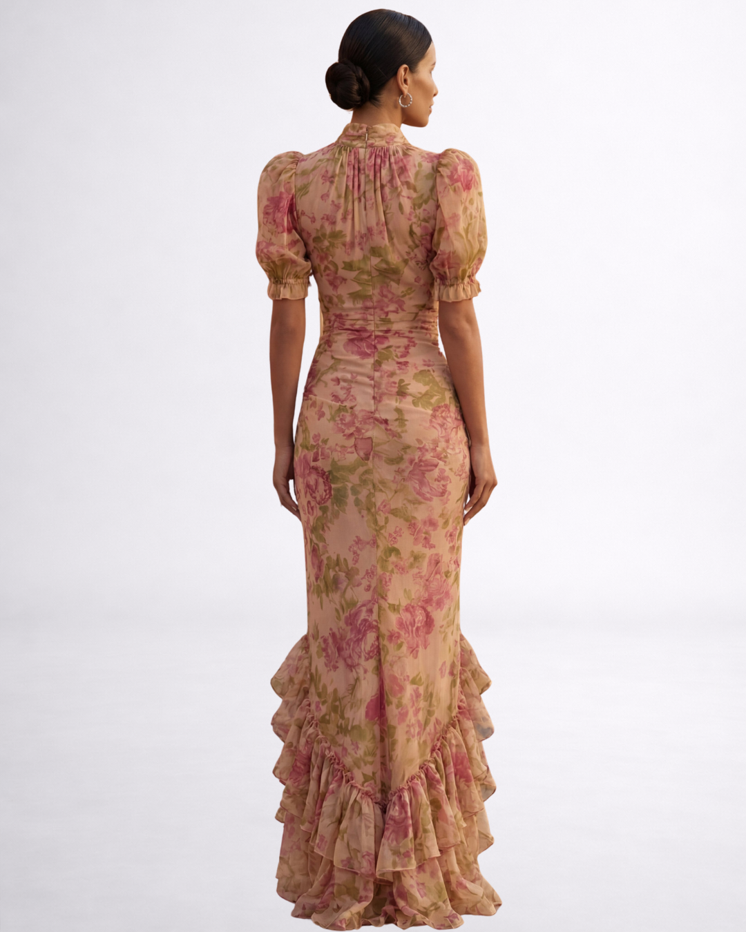 Rose | Long Floral Chiffon Dress