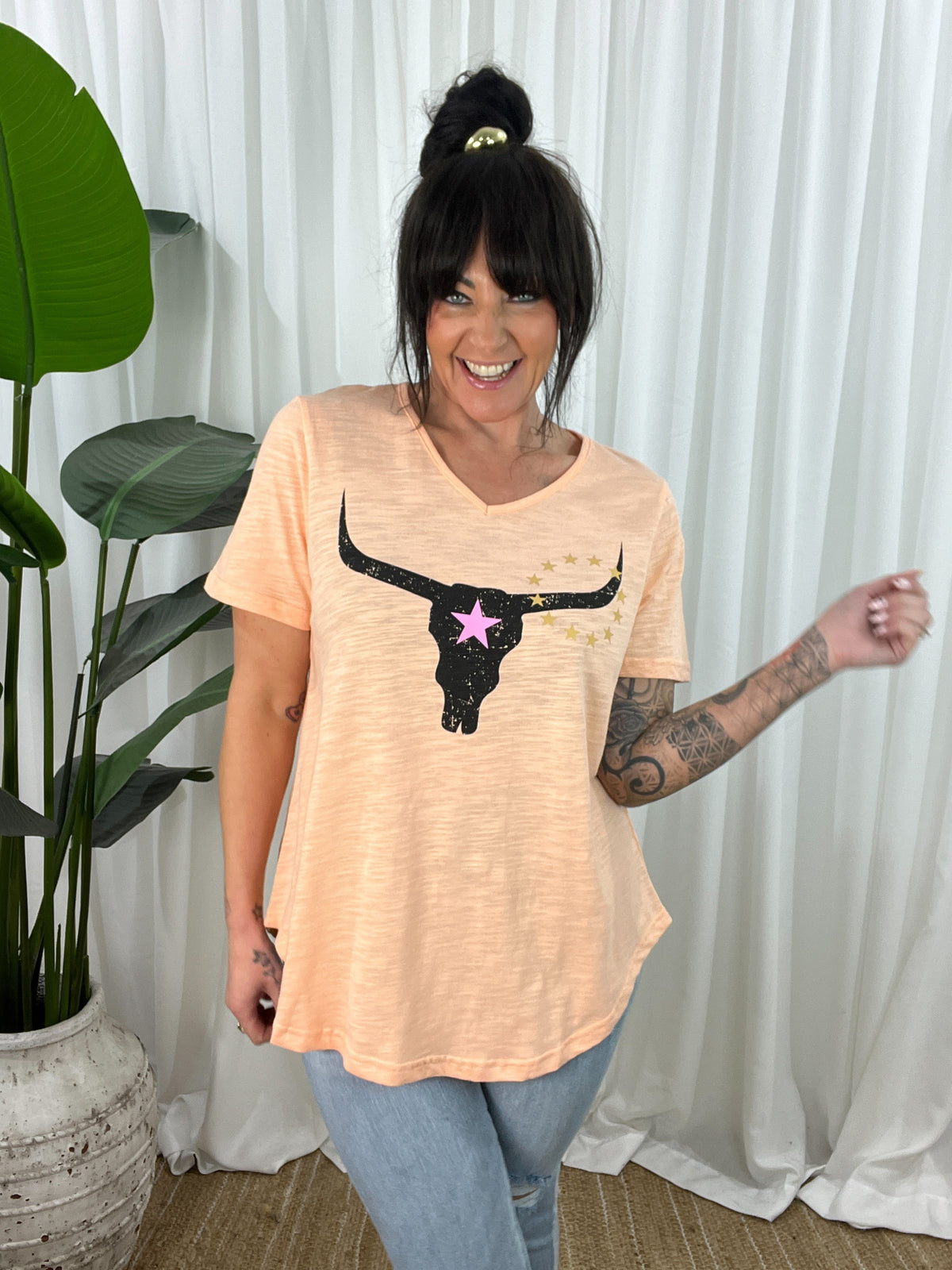 Avalon Steer Tee- Melon  (EOFY SALE)