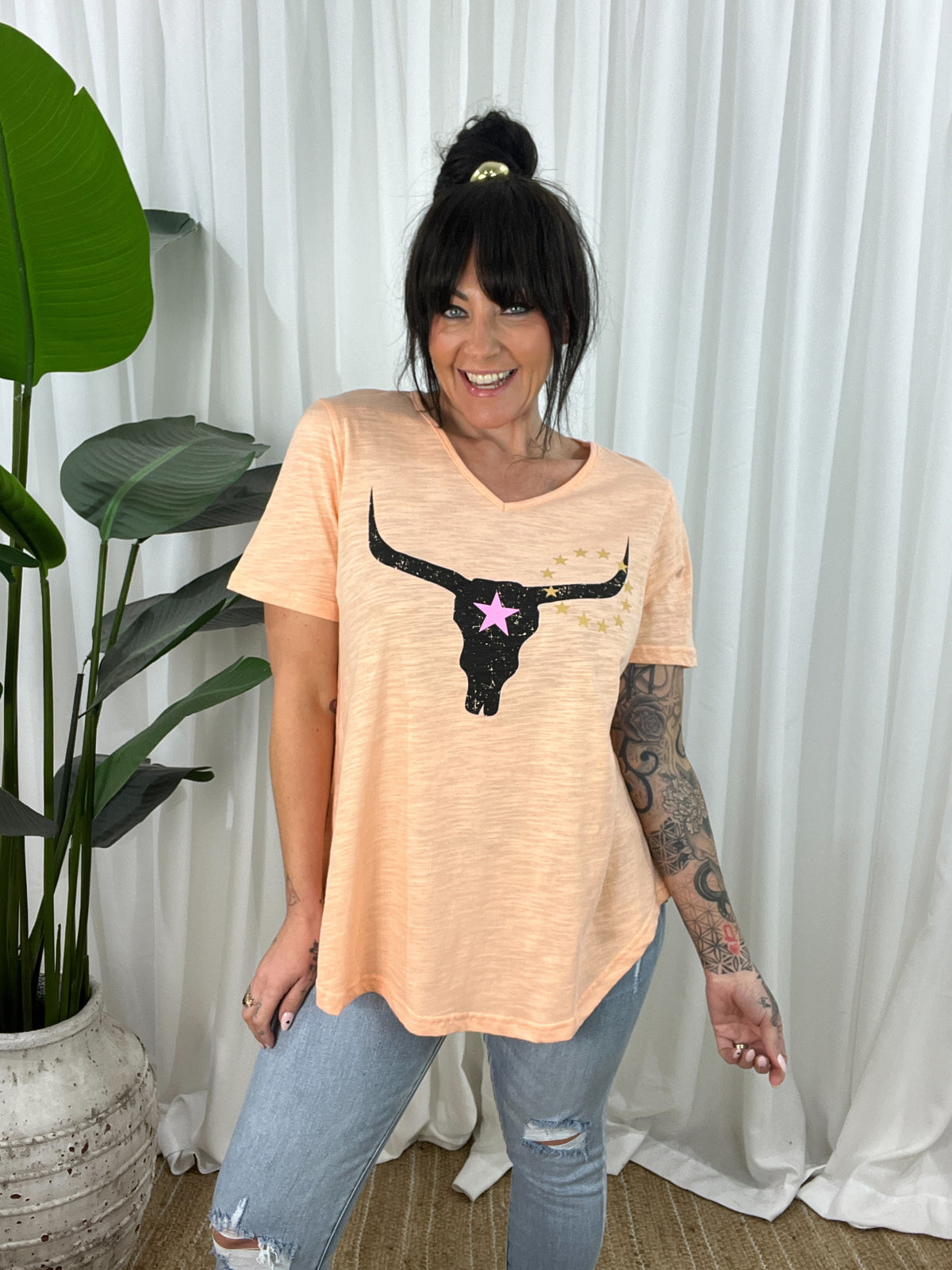Avalon Steer Tee- Melon  (EOFY SALE)