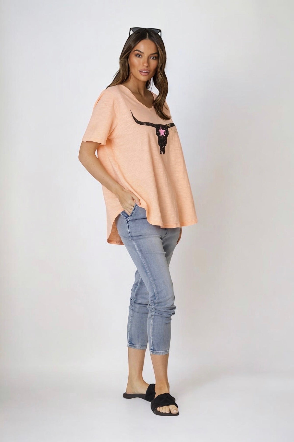 Avalon Steer Tee- Melon  (EOFY SALE)