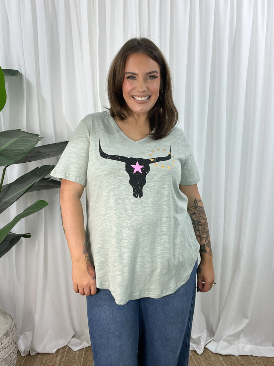 Avalon Steer Tee- Chalk  (EOFY SALE)