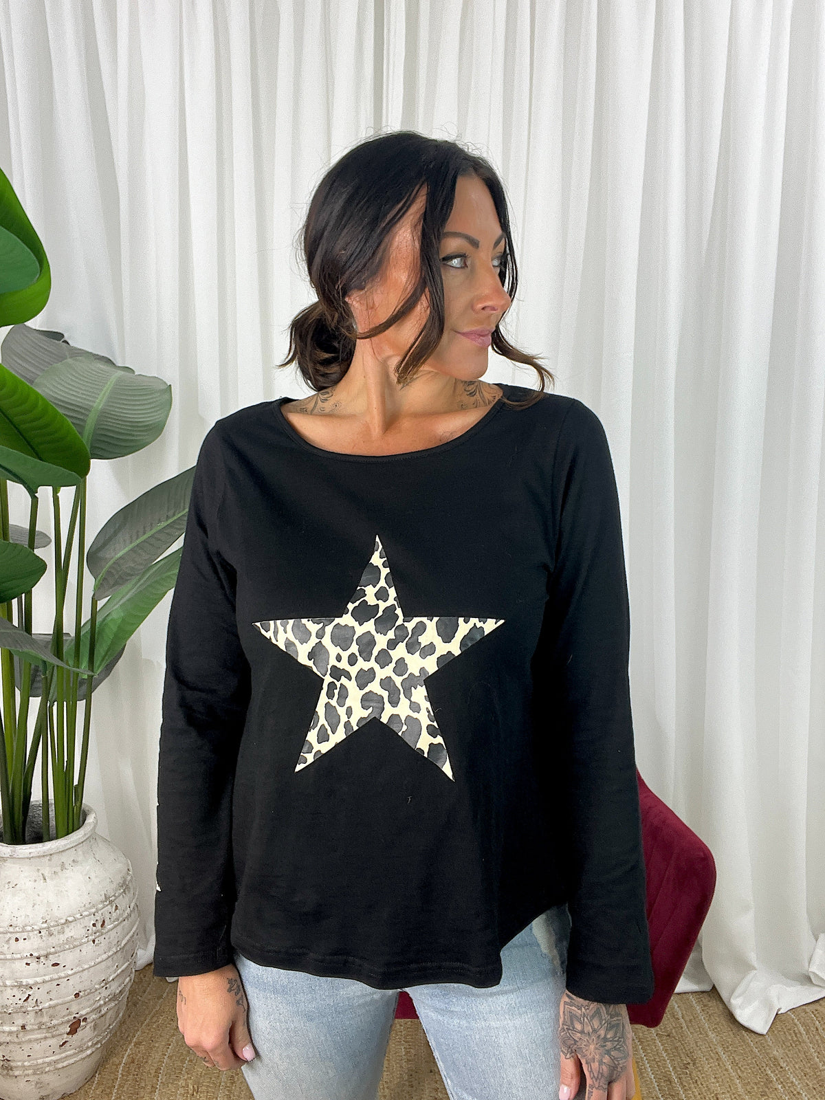 Leopard Star Long Sleeve Tee (EOFY SALE)