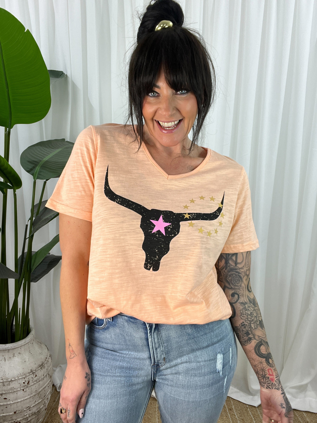 Avalon Steer Tee- Melon  (EOFY SALE)