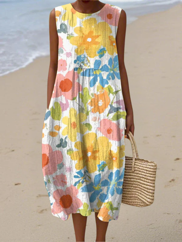 Ella™ | Pastel Floral Midi Dress