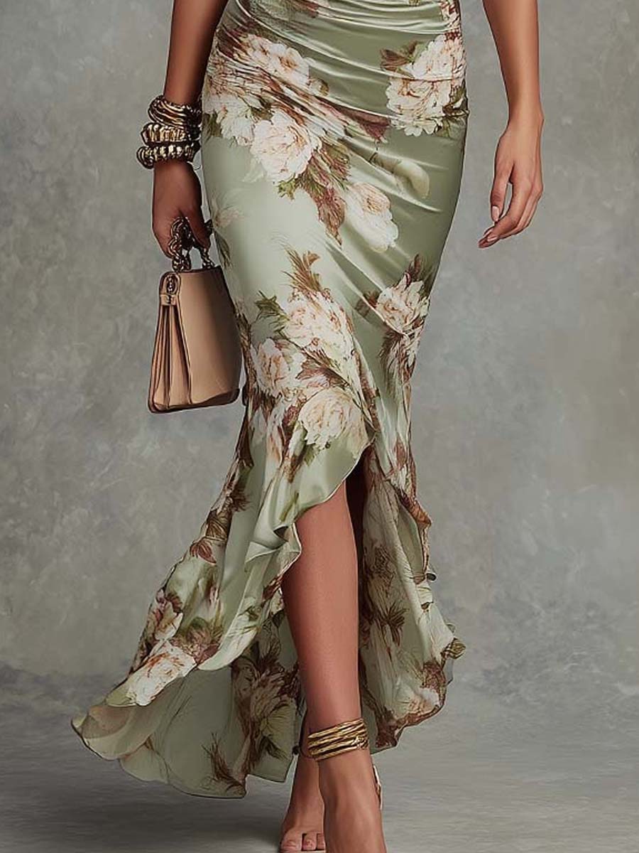 Anastasia™ | Flattering Floral Satin Dress