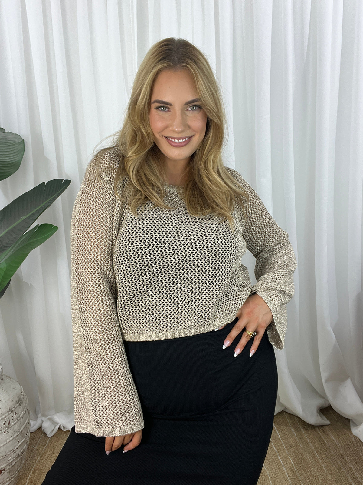 Zola Crochet Crop Top - Light Mocha