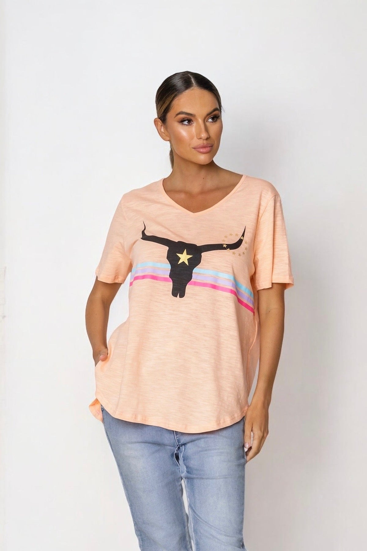Harlie Steer Tee- Melon (EOFY SALE)