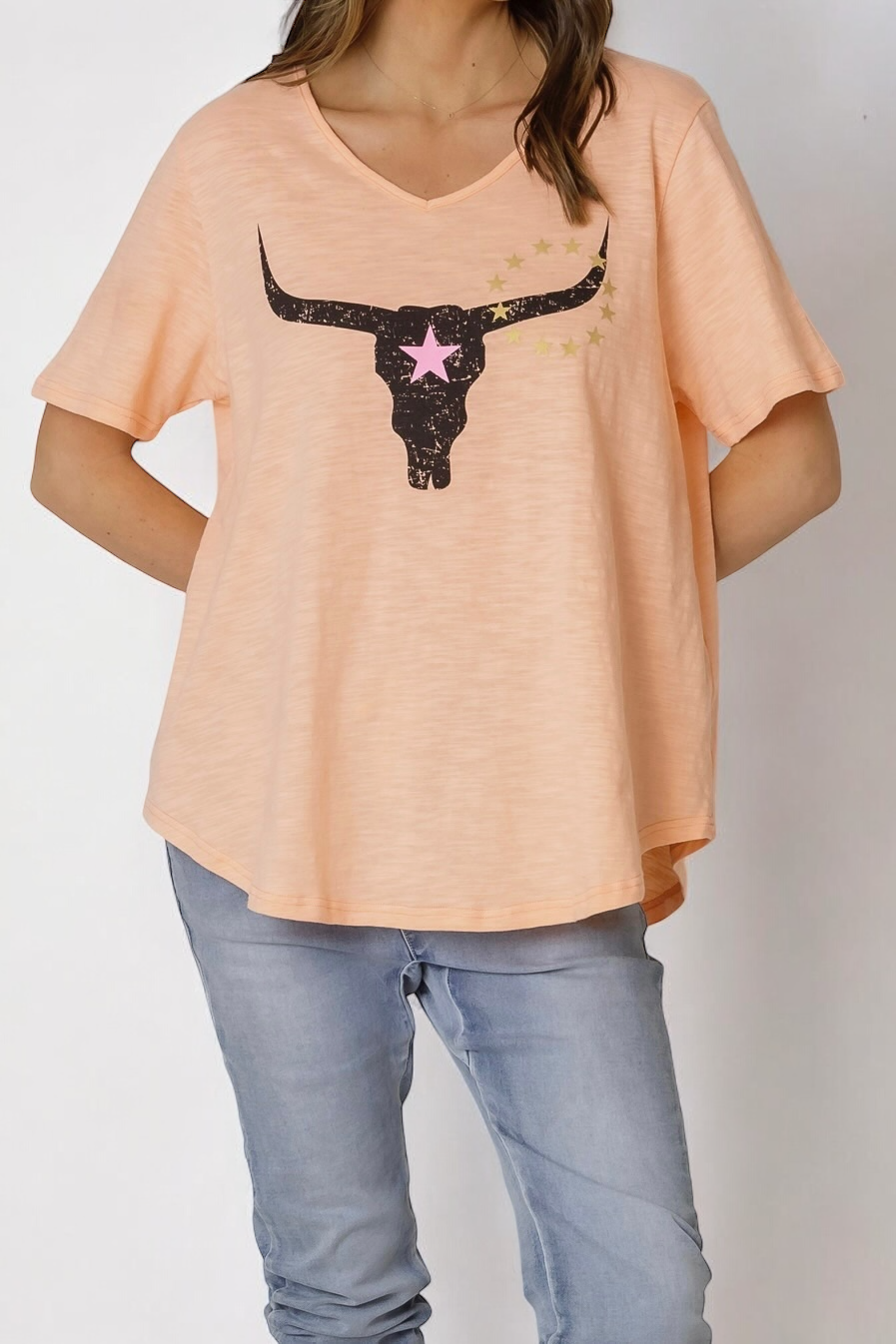 Avalon Steer Tee- Melon  (EOFY SALE)