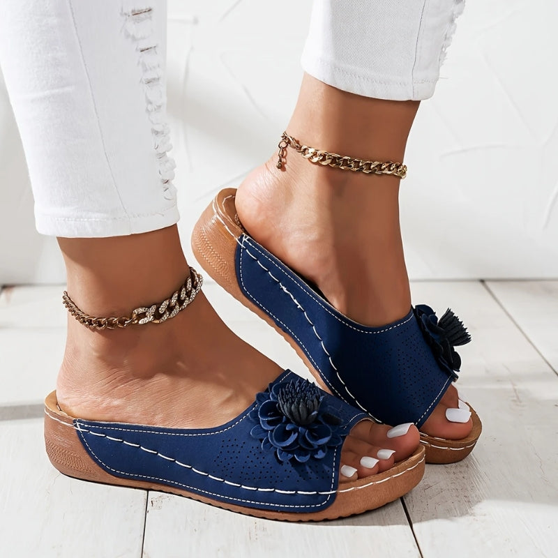 Flora | Women's Wedge Sandals Slip-On Open Toe Comfort Sandals
