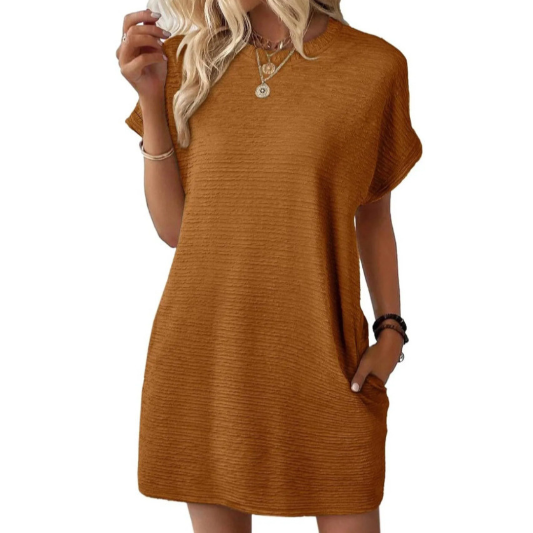 Tara | Women's Oversized T-Shirt Mini Dress Short Sleeve Pockets