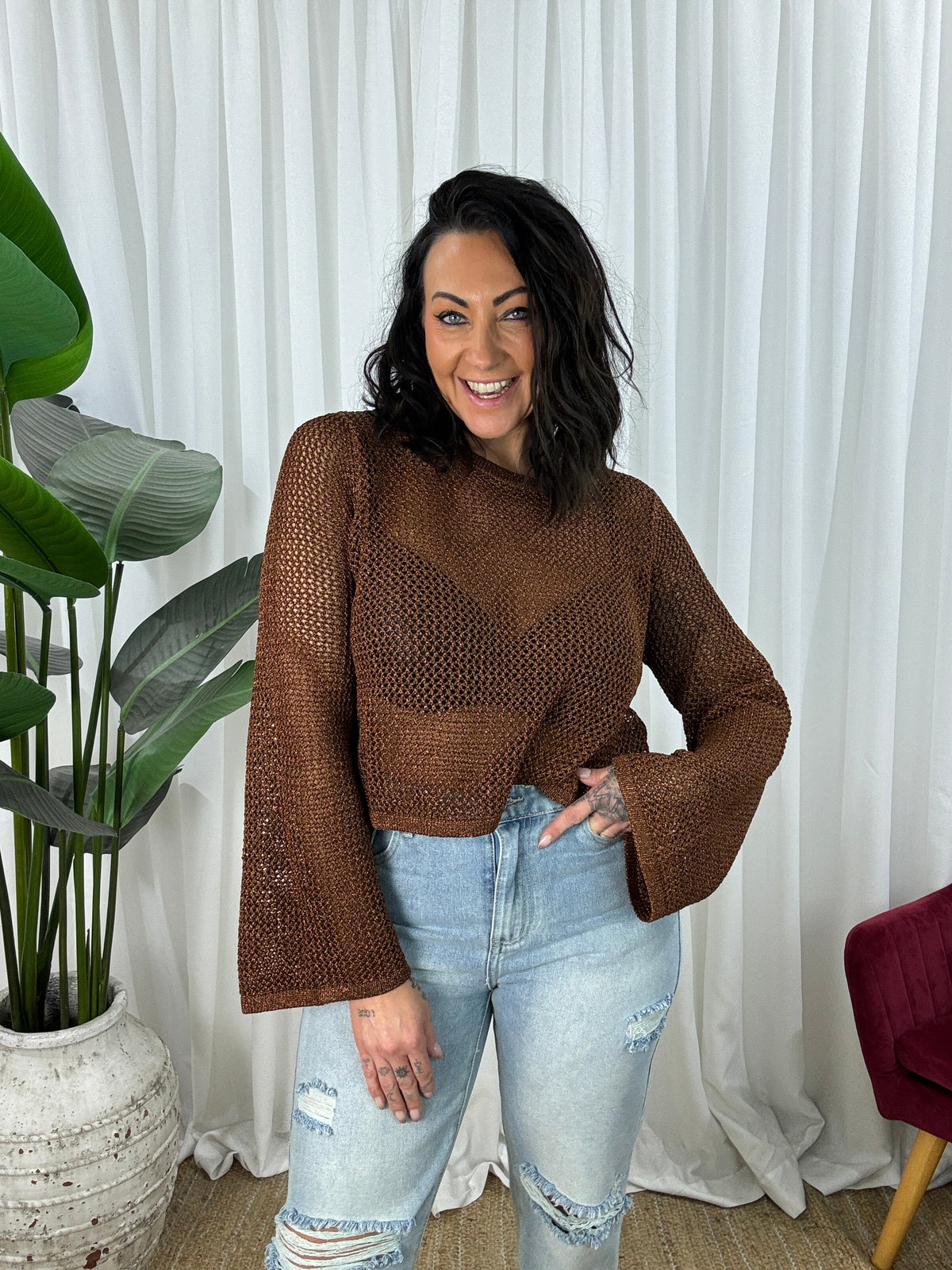 Zola Crochet Crop Top - Bronze
