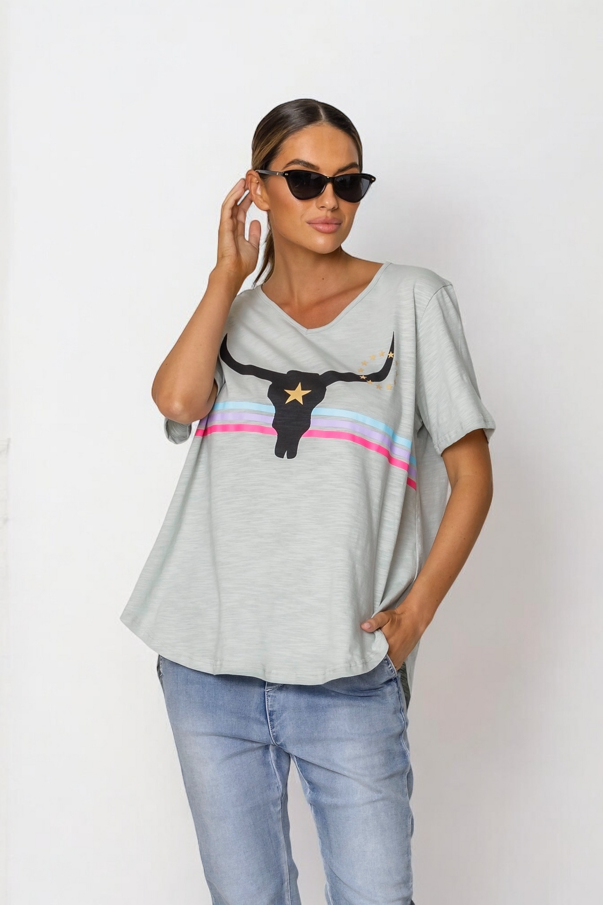Harlie Steer Tee- Chalk (EODY SALE)