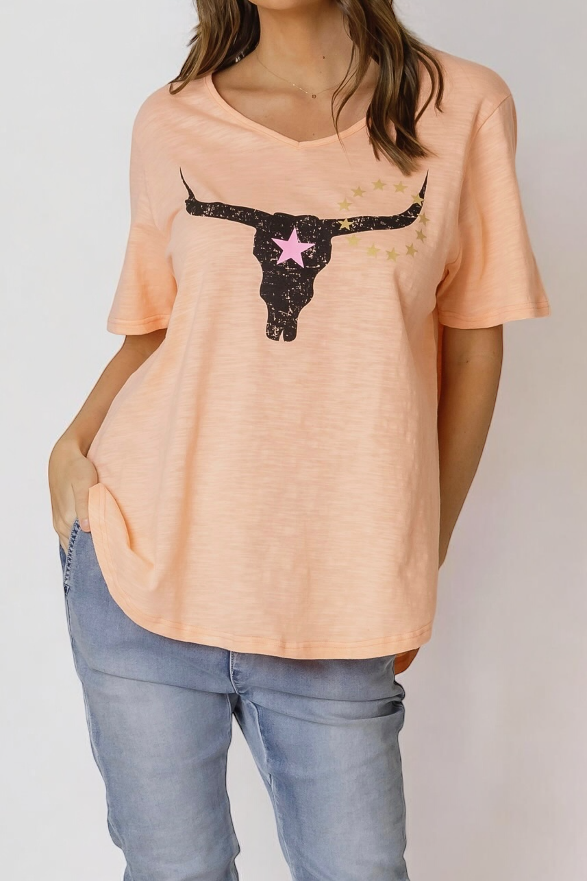 Avalon Steer Tee- Melon  (EOFY SALE)