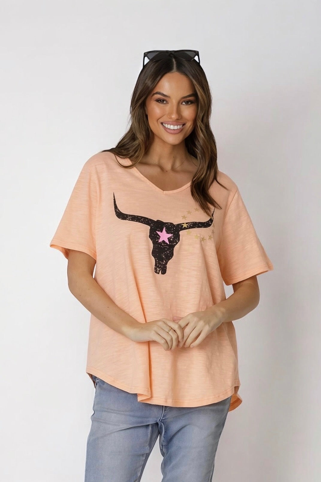 Avalon Steer Tee- Melon  (EOFY SALE)