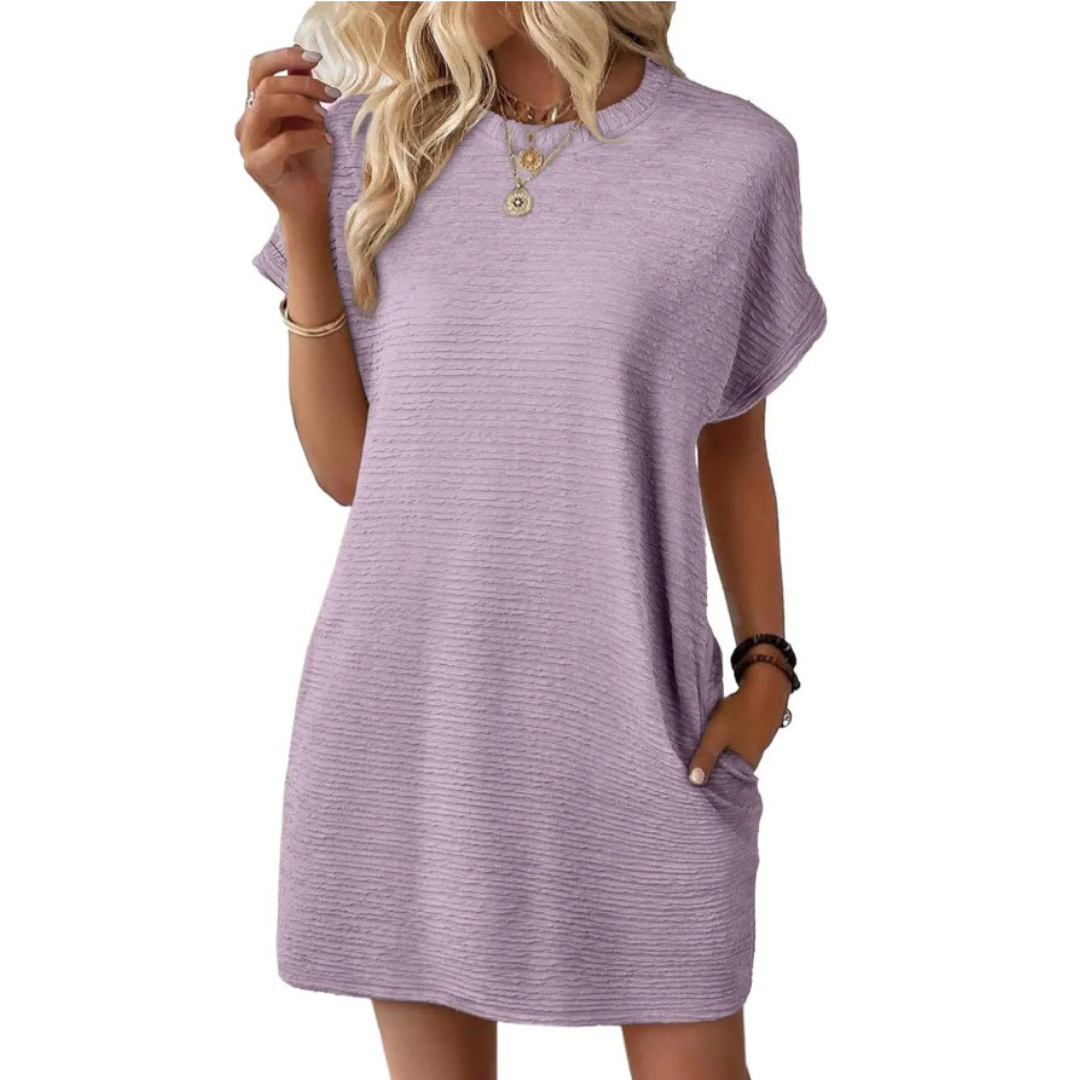 Tara | Women's Oversized T-Shirt Mini Dress Short Sleeve Pockets