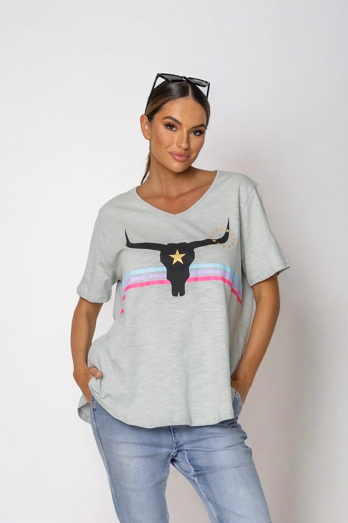 Harlie Steer Tee- Chalk (EODY SALE)