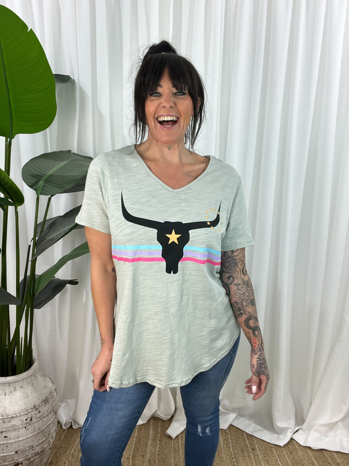 Harlie Steer Tee- Chalk (EODY SALE)