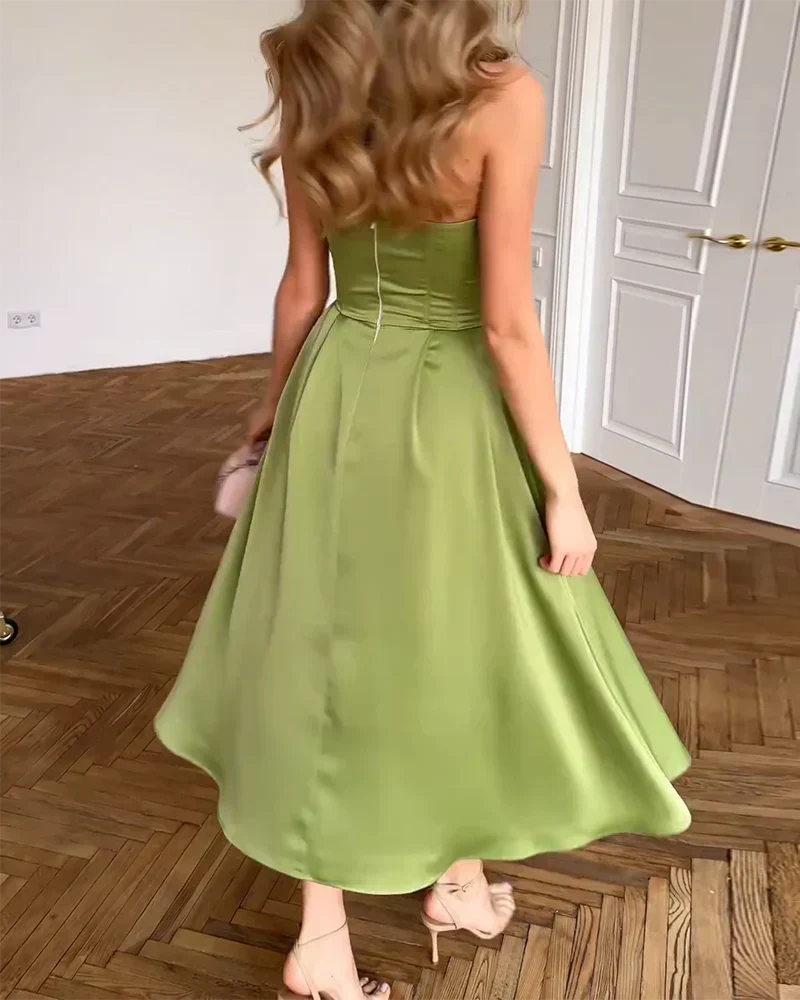 Liora | Elegant Strapless Midi Dress