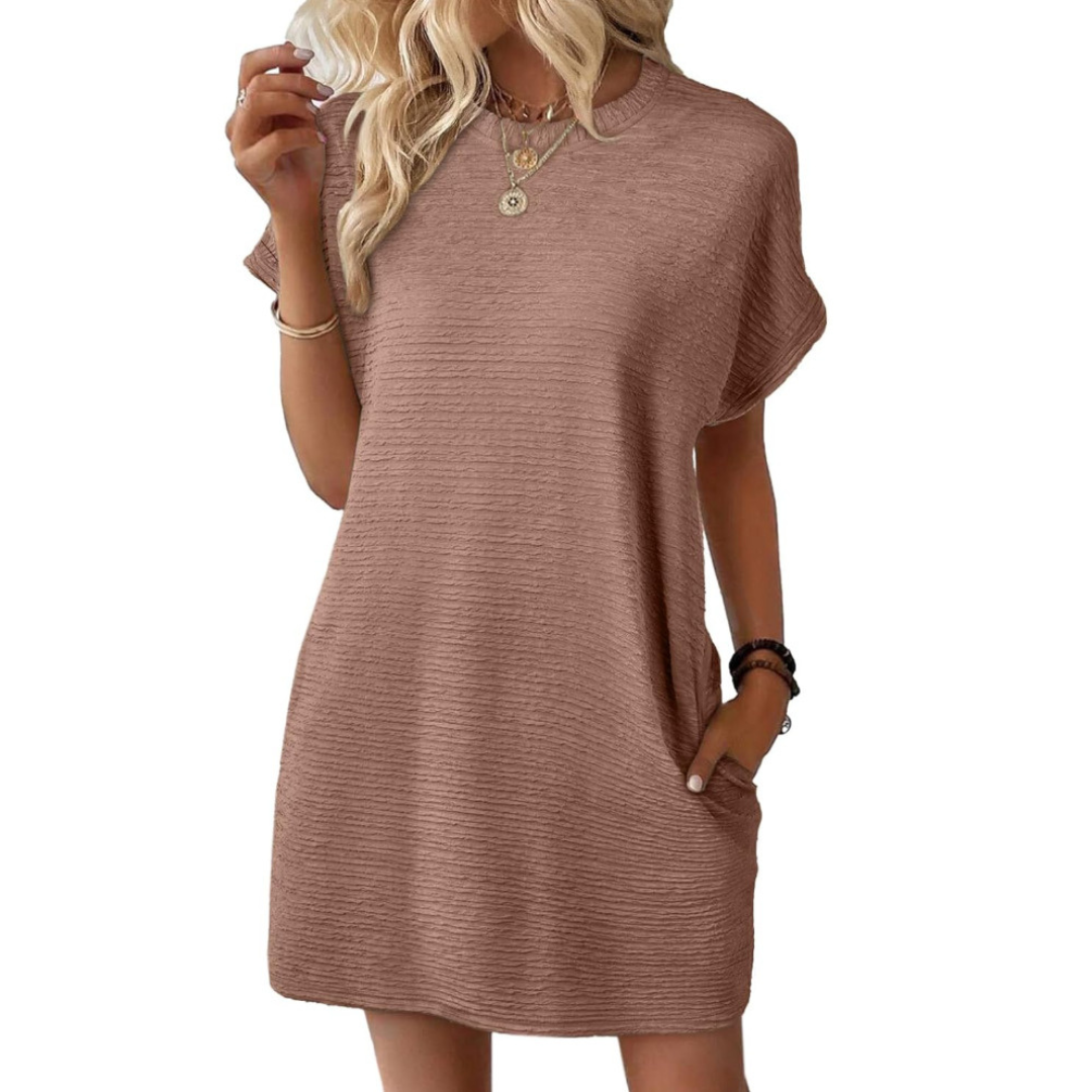 Tara | Women's Oversized T-Shirt Mini Dress Short Sleeve Pockets