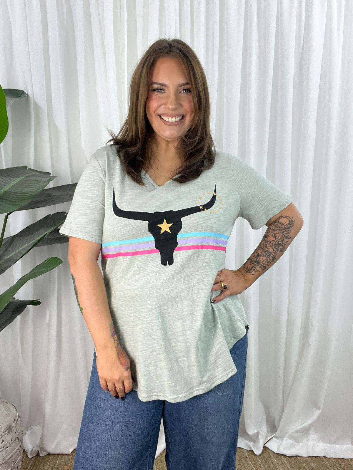 Harlie Steer Tee- Chalk (EODY SALE)