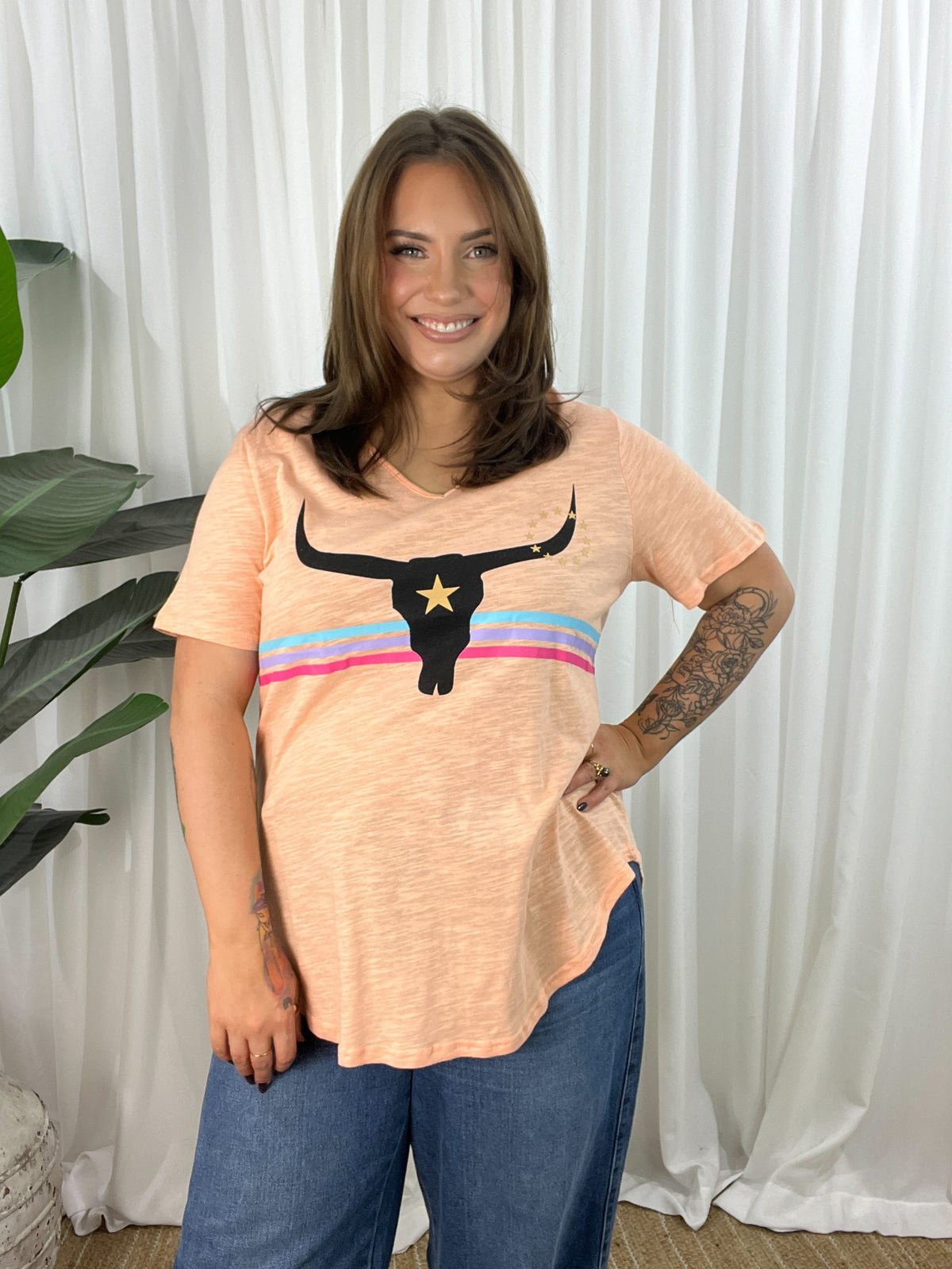Harlie Steer Tee- Melon (EOFY SALE)