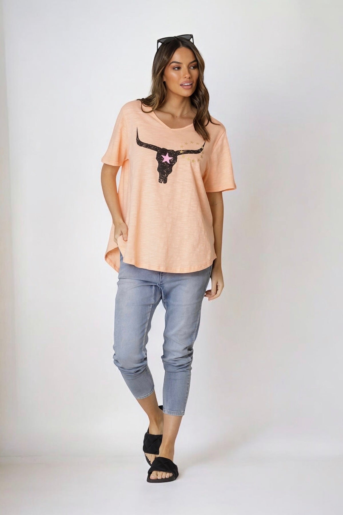 Avalon Steer Tee- Melon  (EOFY SALE)