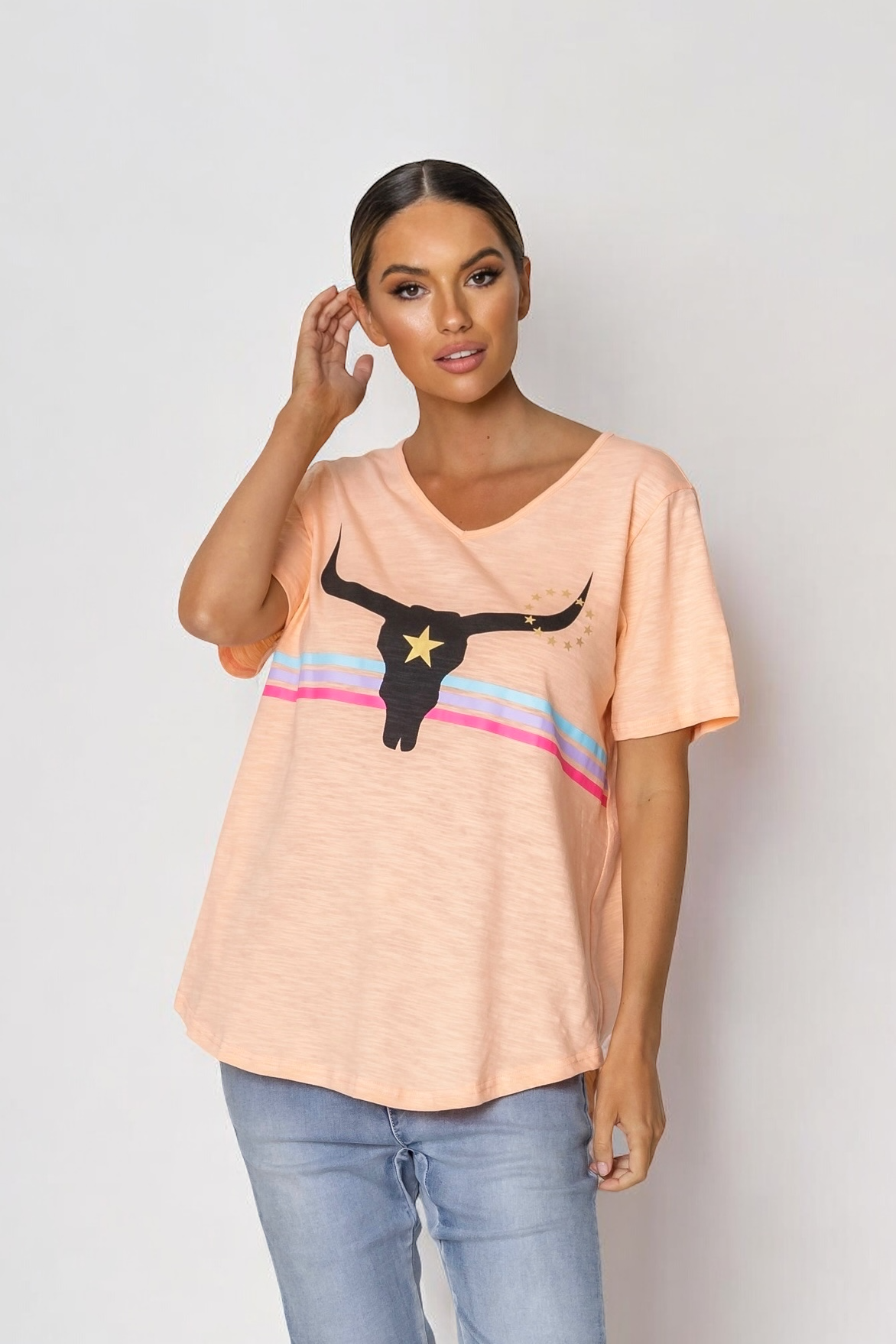 Harlie Steer Tee- Melon (EOFY SALE)