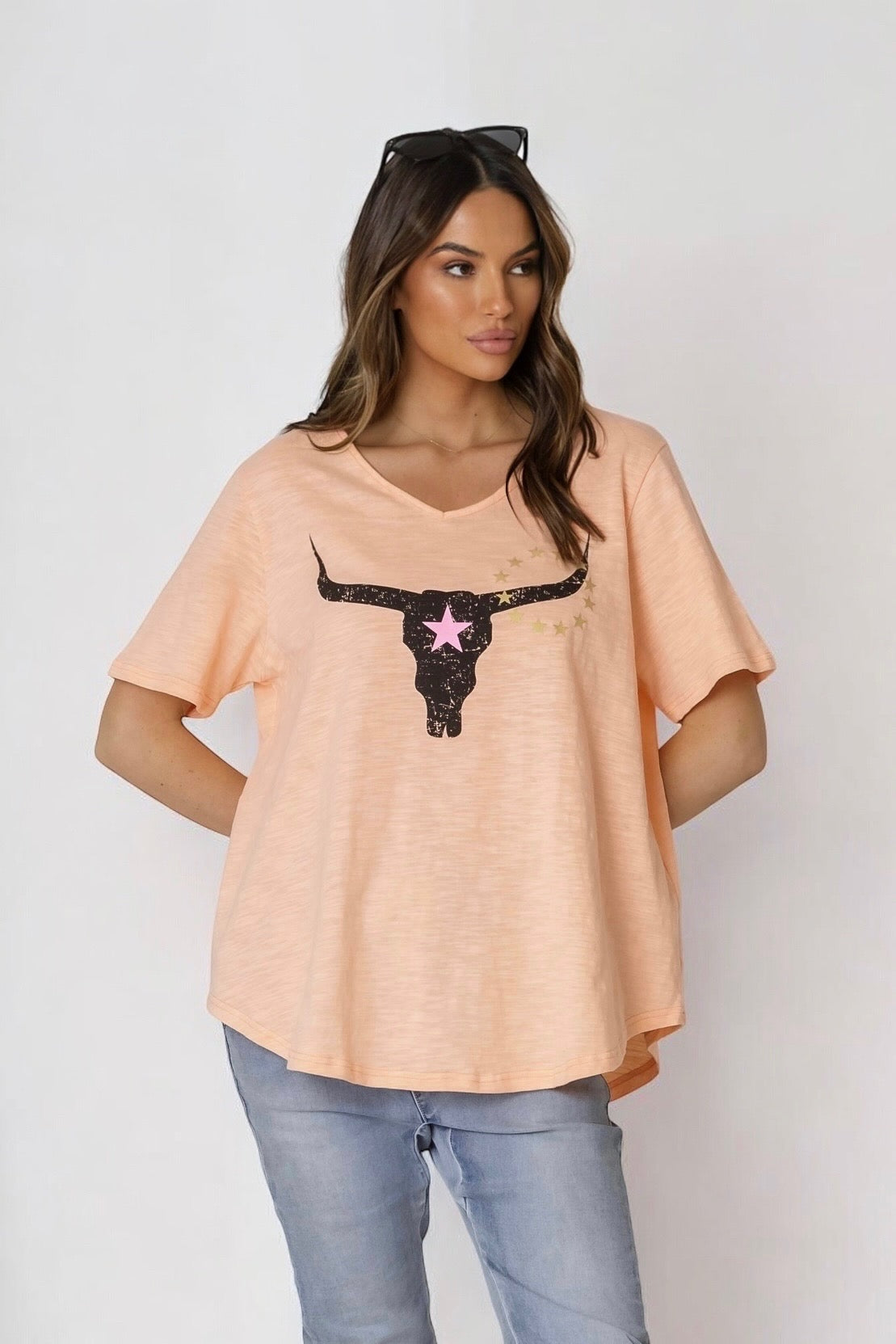 Avalon Steer Tee- Melon  (EOFY SALE)
