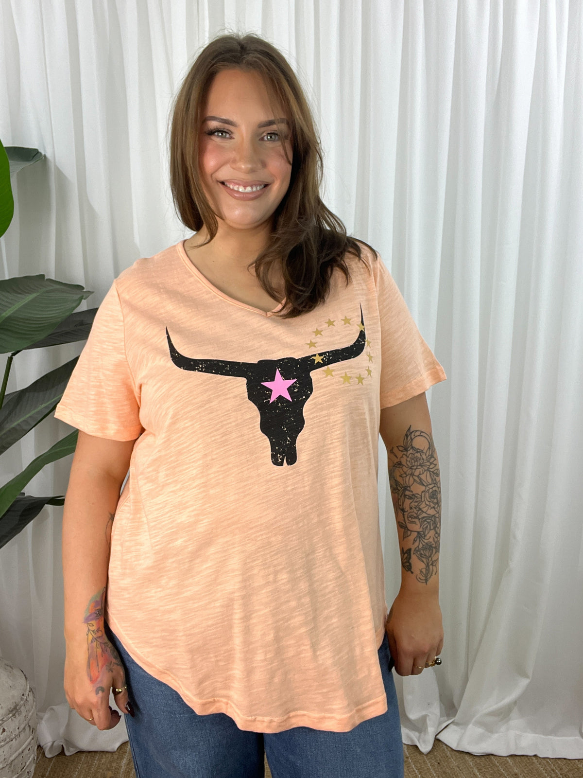 Avalon Steer Tee- Melon  (EOFY SALE)