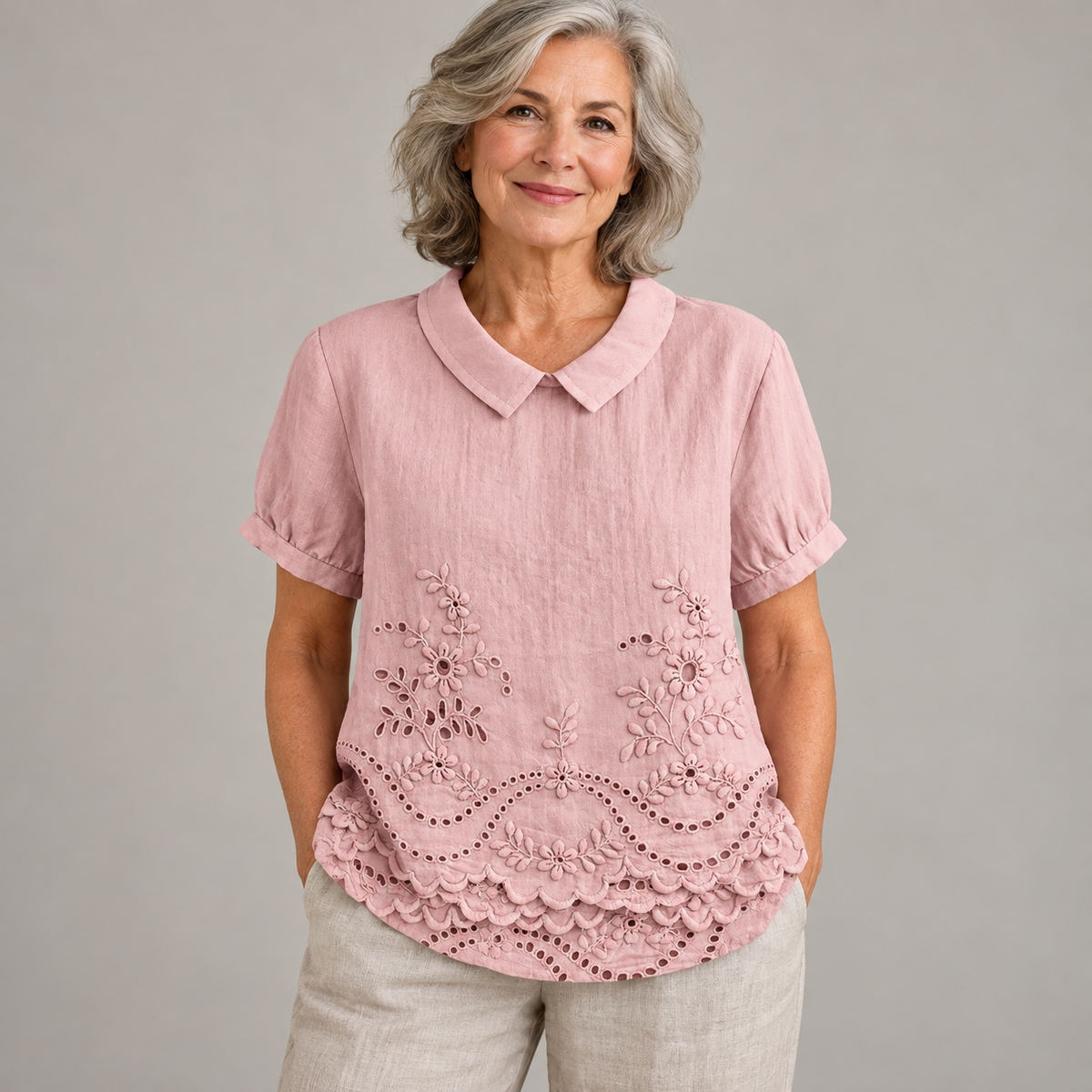 Bea - Floral Embroidered Shirt