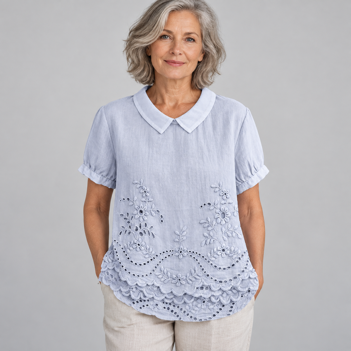 Bea - Floral Embroidered Shirt