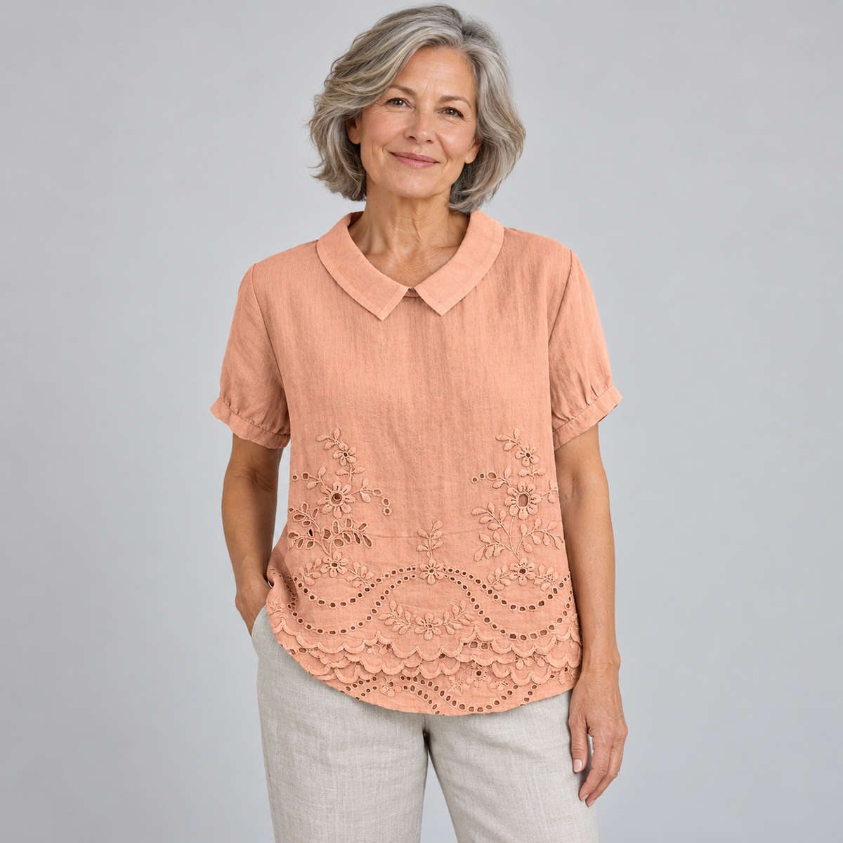 Bea - Floral Embroidered Shirt