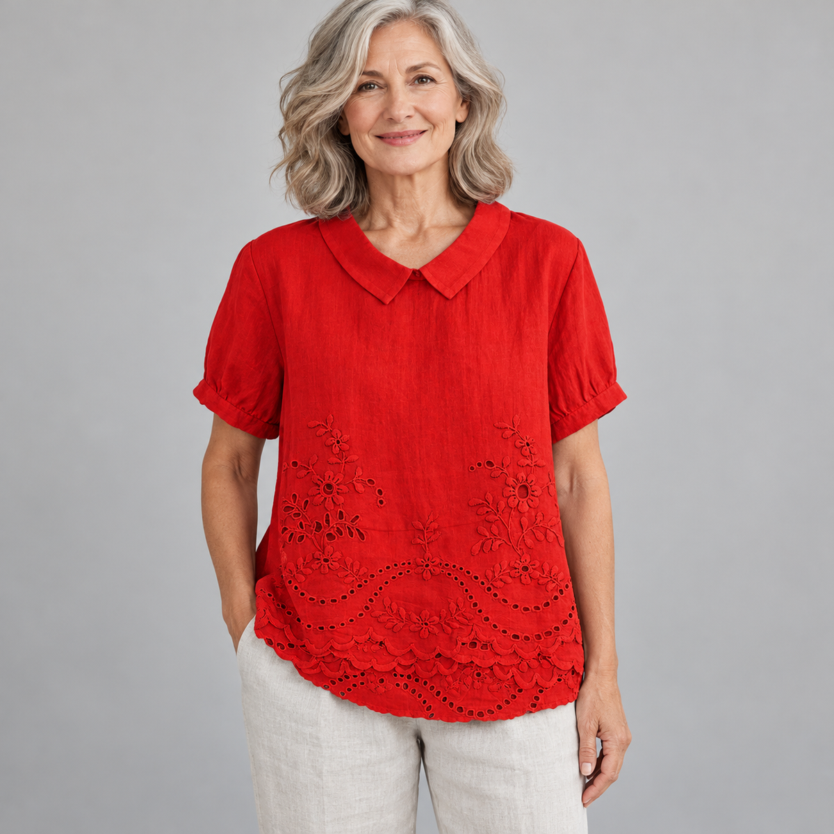 Bea - Floral Embroidered Shirt