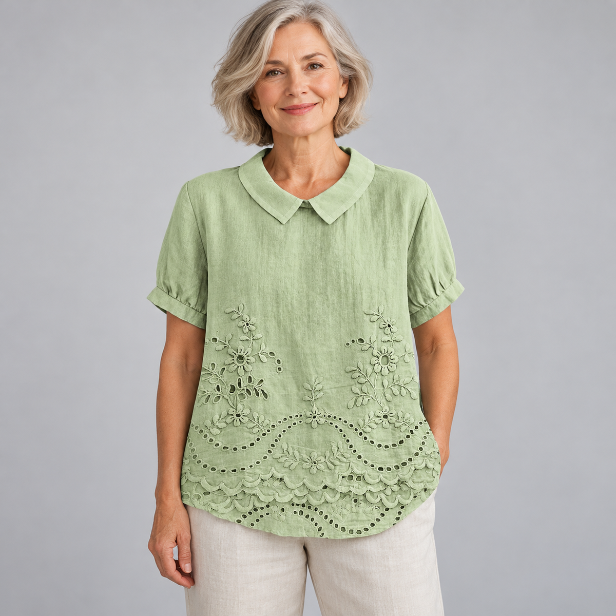 Bea - Floral Embroidered Shirt