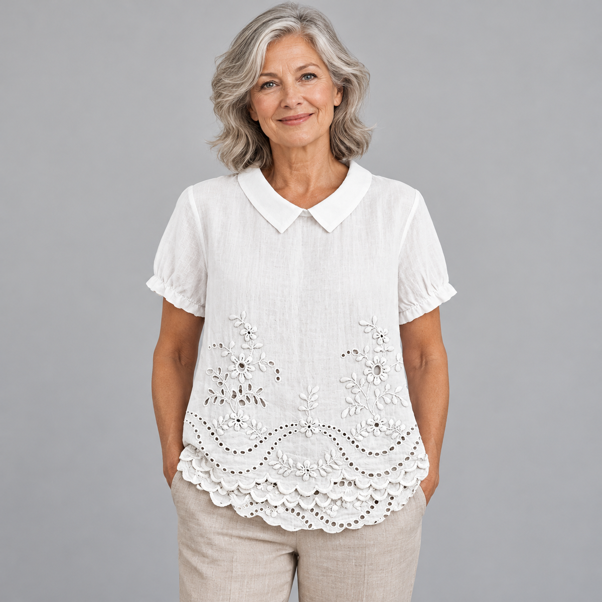 Bea - Floral Embroidered Shirt