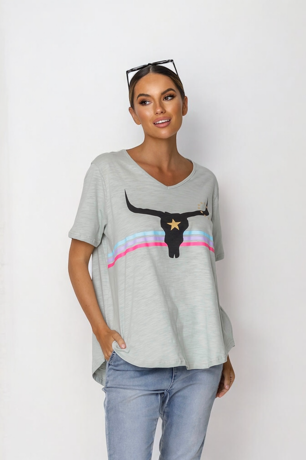 Harlie Steer Tee- Chalk (EODY SALE)