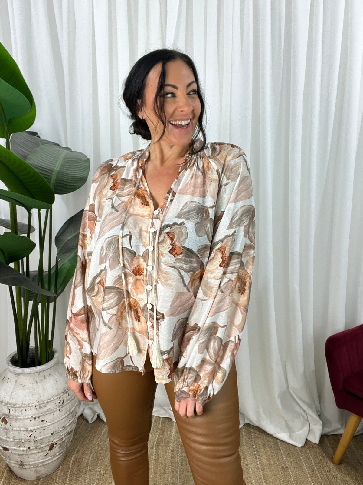 Joy Floral Blouse -White