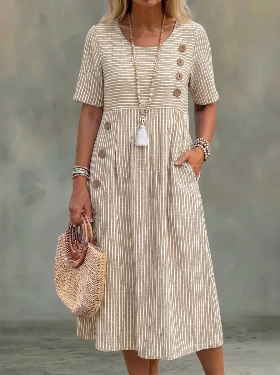 Siva | Elegant Midi Striped Dress