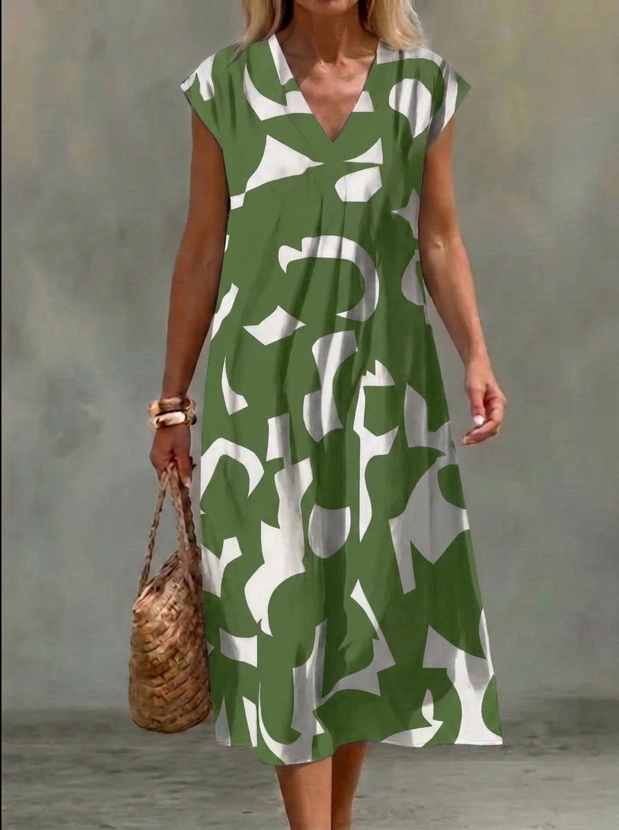 Elena | Black and White Printed Dress