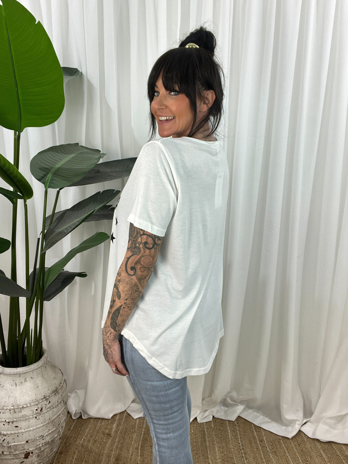 Jordy Leopard Steer Tee- White (EOFY SALE)