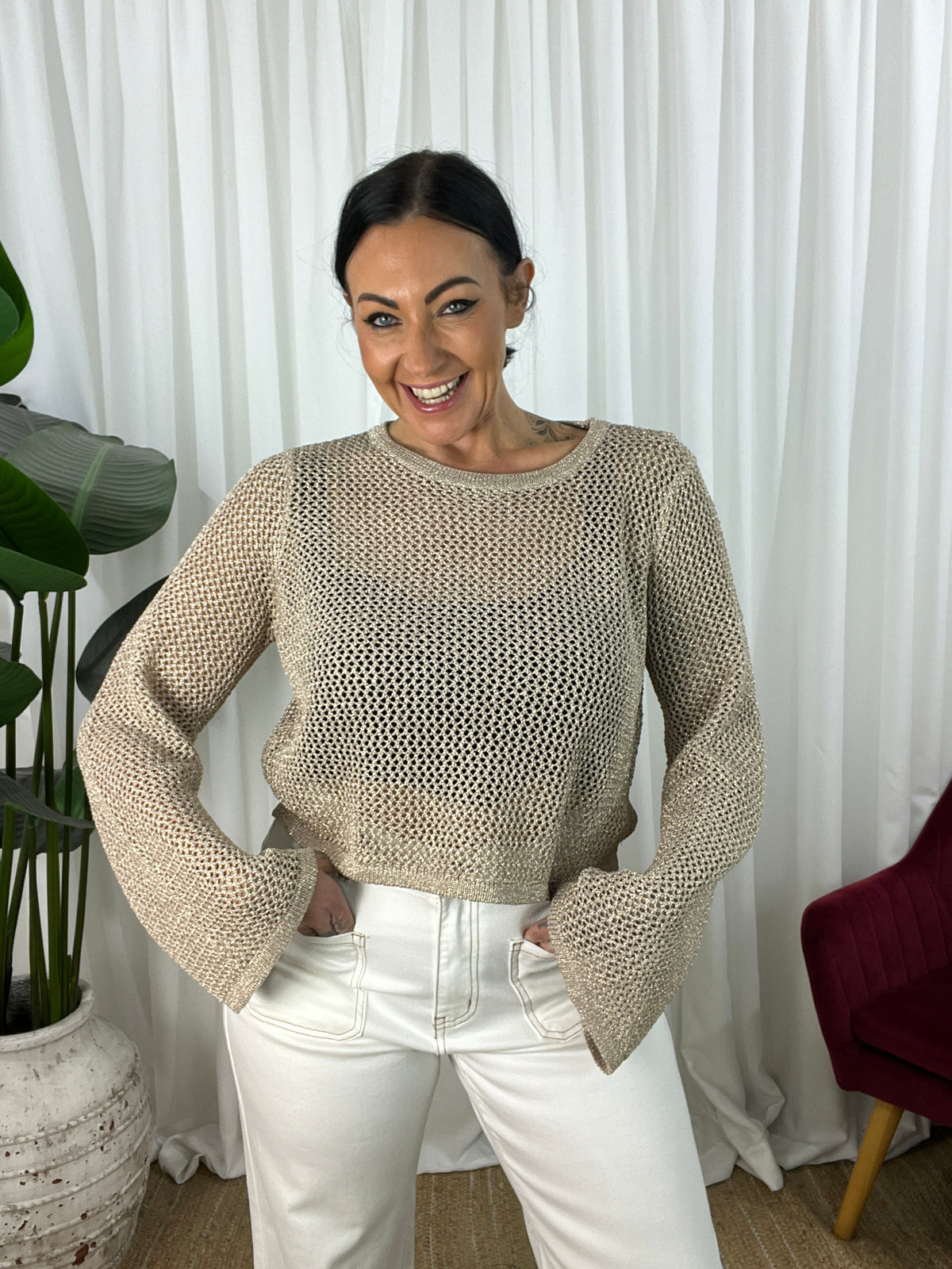 Zola Crochet Crop Top - Light Mocha
